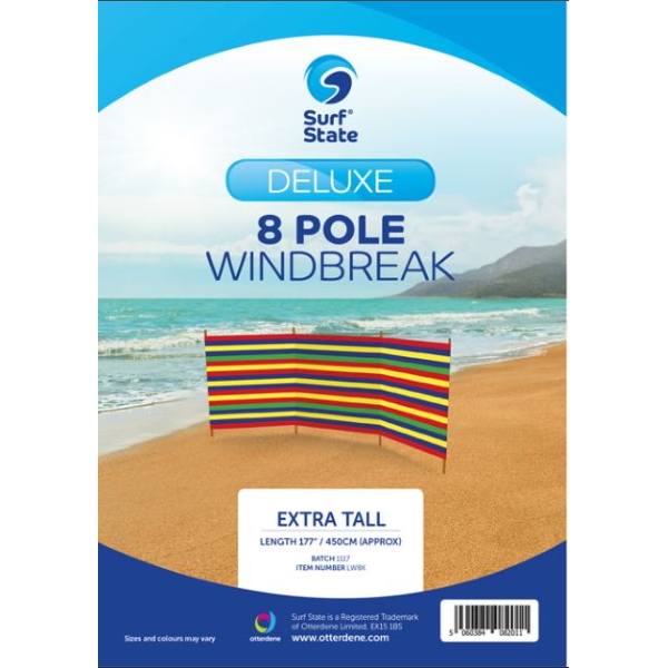 Surf State Beach Windbreak 8 Pole (Extra Tall)