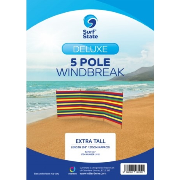 Surf State Beach Windbreak 5 Pole (Extra Tall)