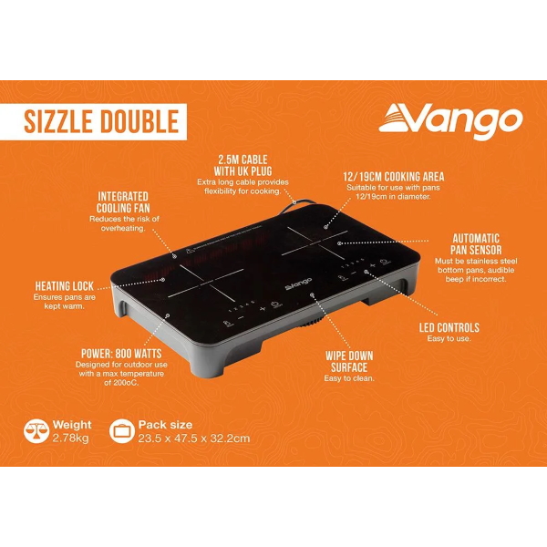 Vango Sizzle Double Induction Hob (800w)