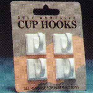 Self Adhesive Cup Hooks (White) (4)